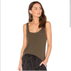 Vince Lattice Stitch Tank in Olive